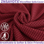 ZNSAYOTX Stretch Oversized Couch Cover Universal Sofa Covers for Living Room Dogs Pet Furniture Protector Spandex Extra Large Sofa Slipcovers with Anti Slip Foam Sticks (Wine Red, XL Sofa)