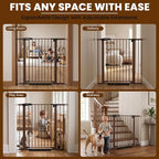 Mumeasy 36" High Extra Tall Dog Gate, 29.7"-40.5" Wide Pressure Mounted Tall Baby Gate for Dog, Auto Close Pet Gate with Door for Stairs,Doorways,House,Black