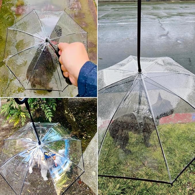 Namsan Small Dog Rain Umbrella, Windproof Rainproof Dog Umbrella with Adjustable Leash, Clear Dog Umbrella Leash for Small Dogs, Self-Assembly Puppy Walking Umbrella