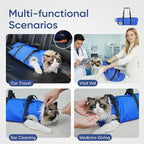 Cat Carrier Pouch, Soft Cat Grooming Restraint Bag for Vet Visits, Nail Trimming,Dental Care & Medication, Comfortable Cats Carry Bag with Bottom Support for Car Travel,Blue S(4-10lbs)