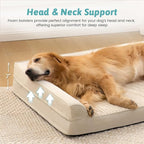 COZY KISS Orthopedic Dog Bed for Extra Large Dog 44x32 inch, XL Pet Sofa, Bolster Foam Bed with Sides, Non-Slip and Egg-Crate Big Dog Couch Bed with Washable Removable Cover, Beige