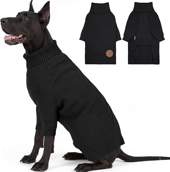 cyeollo Dog Sweater Long Sleeve Knitted Turtleneck Pullover Warm Clothes | Ultra Soft Warm Knit, Full Coverage, 4-Way Stretch for Easy Movement, Easy On & Off, Winter Daily Wear for Small Dogs