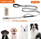 Twoear 6FT 1IN Heavy Duty Dog Leash for Large Dogs with 2 Padded Handles | Traffic Handle Extra Control, Auto Lock Hook, Strong Reflective Walking Leash for Night Safety, Medium and Large Breeds,Grey