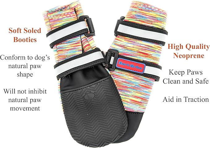 All Weather Neoprene Paw Protector Dog Boots with Reflective Straps in 5 Sizes! (Multicolor XL)