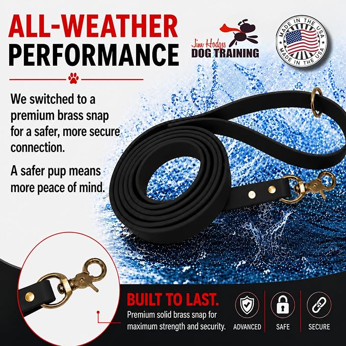 Gummy K9 Dog Leash, Biothane, Dog Training Leash, Made in The USA, 6 Feet, Various Sizes & Colors (5/8, Black)