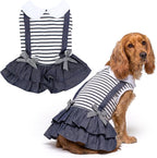 Parisian Pet Preppy Dog Dress - Summer Clothes for Large Dogs Girl - Stylish Sleeveless Pet Outfit - Designer Dog Apparel - Lightweight and Breathable Puppy Clothes - Comfortable Skirt for Dogs