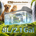 No Spill Dog Water Fountain Stainless Steel, Large 8L/2.1Gal Ultra Quiet | Pet Water Fountain for Cats Dogs Indoor, Automatic Dog Water Bowl Dispenser