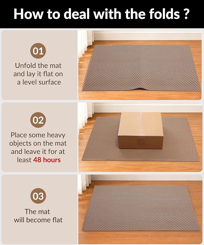 Cooyes Cat Litter Mat - Cut to Fit Any Place, 47"x35" Extra Large Litter Trapping Mat for Litter Box, Easy to Clean, Waterproof & Non-Slip Kitty Pad, Scatter Control to Protect the Floor (Khaki)