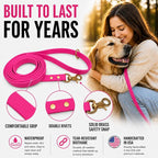 Gummy K9 Dog Leash, Biothane, Dog Training Leash, Made in The USA, 6 Feet, Various Sizes & Colors (3/4, Pink)