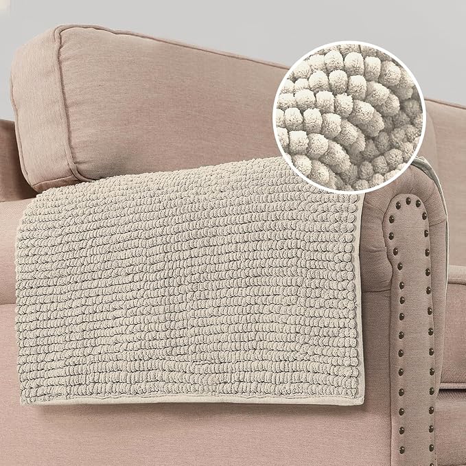H.VERSAILTEX Plush Chenille Couch Armrest Cover 2 Packs Thick and Soft Sofa Covers Furniture Protector Cover for Pets (27.5" x 27.5", Island Fossi)