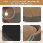 Cozy Cat Bed Cave for Indoor Cats,with Reversible Plush Cushion | 19.7"D x 15"H, 2-in-1 Convertible Kitten Bed, Hanging Cat Toys, Linen Fabric, Non-Slip, Large Cat Couch, Brown