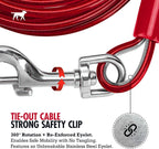 Tuff Pupper Dog Tie Out Cable, 60 ft Heavy Duty Lead for up to 125 lb Dogs | Extra-Strong Coated Steel Wire for Large Dogs; Water/Rust Resistant Yard Runner Line with 360-Degree No-Tangle Swivel Clips