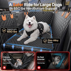Doglike Hard Bottom Back Seat Extender for Dogs, 650LB Heavy Duty Support, Waterproof Dog Travel Bed with Removable Washable Mat, Mesh Window, Fits Mid-Size Sedans & Compact SUVs