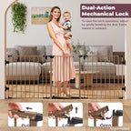 29.4-78" Extra Wide Baby Gate, Long Dog Gates Indoor for Stairs | Essential Large Gate for Child Toddler with Anti-Trip Pedal, Adjustable Pet Gate for Doorways, 28" Tall 3 Metal Panels Brown