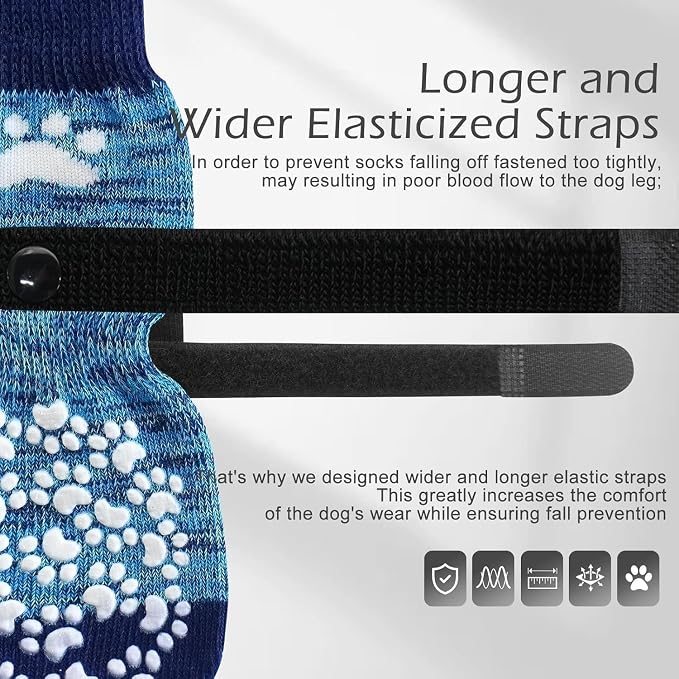 EXPAWLORER 6PCS Anti-Slip Dog Socks to Prevent Licking Paws,Dog Shoes for Hot Pavement,Best Paw Protector Traction Control on Hardwood Floor,Dog Booties for Puppy Small Medium Large Senior Dogs