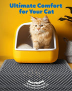 Powools Cat Litter Mat, 23.2 x 14.6 in, Waterproof, Non-Slip, Grey | Litter Trapping Mat, Easy to Clean, Litter Box Mat, Urine-Proof, Cat Toilet Training Systems Accessories, Indoor Cats