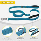 Fida 10ft Heavy Duty Dog Leash with 2 Comfortable Padded Handles, Traffic Handle & Advanced Easy Snap Hook, Reflective Walking Lead for Large, Medium & Small Breed Dogs,Blue