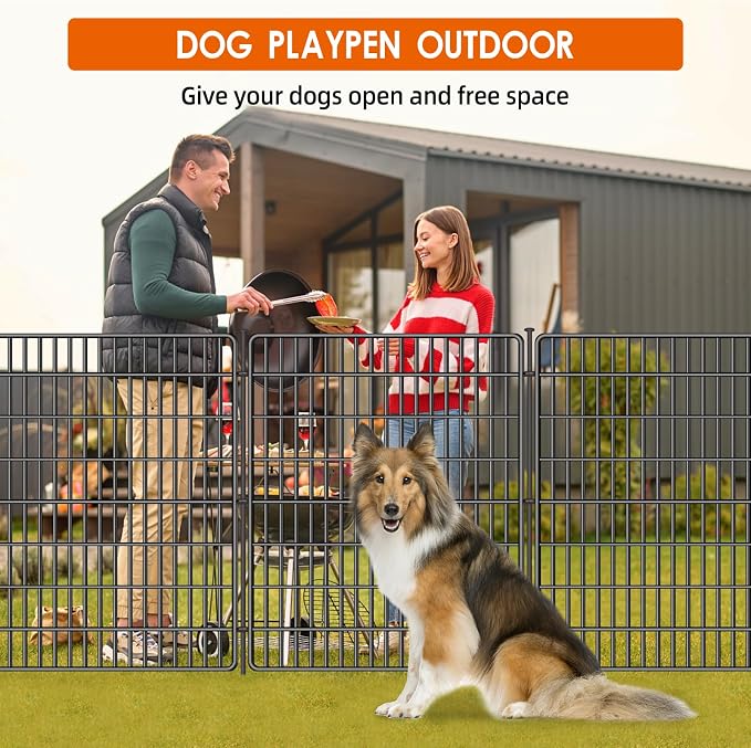 15 Panels No Dig Fence with Gate, 32 in(H) X 36 ft(L) Garden Decorative Fence Animal Barrier for Dogs, Rustproof Metal Garden Edging Border for Outdoor, Yard, Patio, Black