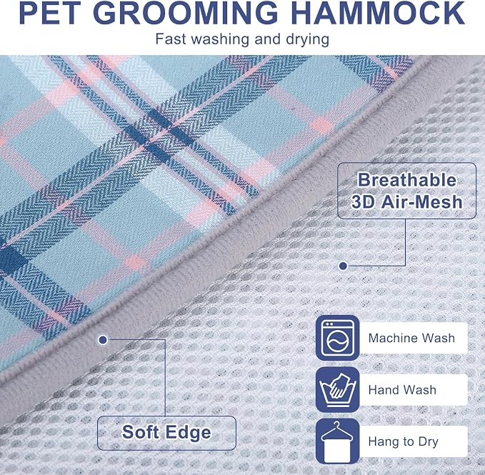 BEAUTYZOO Dog Grooming Hammock for Small Dogs/Cats, Nail Trim Restraint, XS | Dog Hanging Harness for Nail Trim, Adjustable Hook & Loop, Soft Neck Support/Dual Safety Straps for Stress-Free Grooming,Blue