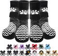 PUPTECK Anti Slip Dog Socks with Double Grippers for Hardwood Floors, Shoes for Hot/Cold Pavement, Boots & Paws Protectors to Prevent Licking, Traction Booties for Senior Small Large Dogs