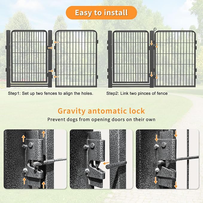 Dog Playpen Outdoor with Low Threshold Gate, 32 inch 40 Panels Dog Play Pen Indoors, Heavy Duty Metal Puppy Playpen Dogs Pen, Rust-Resistant Pet Playpens for Yard RV Camping