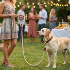Mile High Life Dog Leash Braided Cotton Rope w/Leather-Wrapped Ends/Handle | Rust-proof 360° swivel clasp, Heavy-duty for medium/large dogs. Great for weddings, daily walks (6 FT, 1/2", Light Brown)