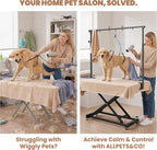ALLPET&CO Double Bar Dog Grooming Arm with Hammock & Kit, 42" H Clamp Fits 2.76", Pet Grooming Table Stand for Nail Trimming Cats Dogs