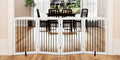 PUPETPO Freestanding Pet Gate for Dogs, Indoor Wooden Dog Gate for House, Foldable Dog Gate for Doorway, Stair, Gates for Dogs Indoor, 80 Inch Wide, 4 Panels 32", White