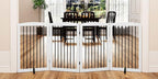 PUPETPO Freestanding Pet Gate for Dogs, Indoor Wooden Dog Gate for House, Foldable Dog Gate for Doorway, Stair, Gates for Dogs Indoor, 80 Inch Wide, 4 Panels 32", White