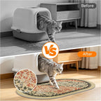 Cat Litter Mat, 33"x22" High Density PVC Litter Rug Trapping Mat, Non-Slip, Waterproof & Urine-Proof Litters Catcher Mats, Keep Floor Clean, Soft on Kitten Paws, Cat Essentials Brown-Green
