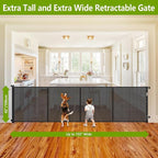 Reinforced 42" Tall 155" Wide Retractable Fence Outdoor Retractable Gate | Tall Baby Gate Garage Gates for Dogs, Space-Saving, Easy to Use, Scratch-Resistant Mesh, Safety Lock, Easy Install, Black