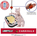 NCAA LOUISVILLE Cardinals Basketball Scratcher Toy - REVERSIBLE Felt/Cordboard, Interactive Cat Ball, 6-in-1 Cat Toy Wand, Plush Basketball Catnip-Filled