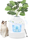 Feandrea Plant Cat Litter Box Enclosure with Artificial Plant, Enclosed Hidden Litter Box Furniture with Door, Carbon Filter, Odor Control, Pebbles, Scoop, Brush, Cloud White UPPT006W101