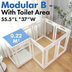 Acrylic Dog Playpen Indoor with Toilet, Height 30 Inch, 10 Panels, Ideal for Small & Toy Dogs, White