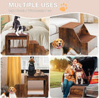 Large Dog Window Perch with 2-Tier Stairs,Sturdy Wood Frame, Rustic Brown | SogesPet Indoor Pet Perch with Steps to Look Out Window, for Cats Dogs, Non-Slip Removable Soft Pads, Max Load 66lbs
