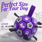 QDAN Soccer Ball for Dogs with Straps, Large Dog Balls, 8 Inch Puppy Toys | Outdoor Herding Balls for 30-90 lbs Dogs, Interactive Soccer Toy for Interactive, Dog Ball Toy to Keep Them Busy, Purple