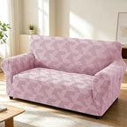 ZNSAYOTX Stretch Couch Covers for 2 Cushion Couch, 1-Piece Loveseat Covers Sofa Slipcover, Furniture Protector with Elastic Bottom for Dogs Geometrical Jacquard Fabric (Medium, Dusty Pink)