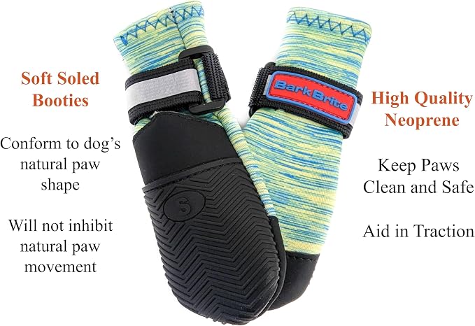 All Weather Neoprene Paw Protector Dog Boots with Reflective Straps in 5 Sizes! (Turquoise Small)