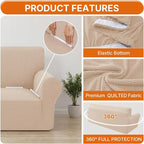 XINEAGE Stretch Armchair Slipcover, Non-Slip Pet Couch Cover,Beige Yellow | Washable Furniture Protector, Elastic Bottom, Dogs & Cats Friendly, Scratch-resistant, Fast Setup, High Elasticity