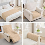 PAWFINITY Waterproof Couch Covers for Dogs, Pet Blanket for Sofa Washable | Paw Print Quilted, Hair Resistant, Anti Cat Scratch, Pee Proof Furniture Protector for 3 Seat Sofa and Bed, 30x80 Inch, Beige