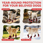 All-Weather Dog Boots for Paw Protection-Durable Dog Booties for Hot Pavement, Snow, Hiking | Non-Slip Sole & Adjustable Straps Outdoor Pet Shoes(red,5#)