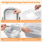 30 Lbs Rice Container, Collapsible Dog Food Storage Container | Airtight Cat Food Container with Wheels, Transparent Lid, Measuring Cup, Scoop and Handle, BPA Free for Pet Food, Bird Seed