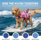 ASENKU Dog Life Jacket - Pet Safety Vest for Swimming & Boating, Shark Life Jacket with Floatation, Dog Lifesavers Swimsuits for Small Medium Large Dogs (Pink Leopard, 2XL)