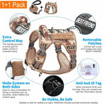 Beebiepet Heavy Duty Tactical Dog Harness for Small Dogs, No Pull Adjustable Pet Harness Reflective Service Training Easy Control Pet Vest Military K9 Working Dog Harnesses- Large, Desert Camo