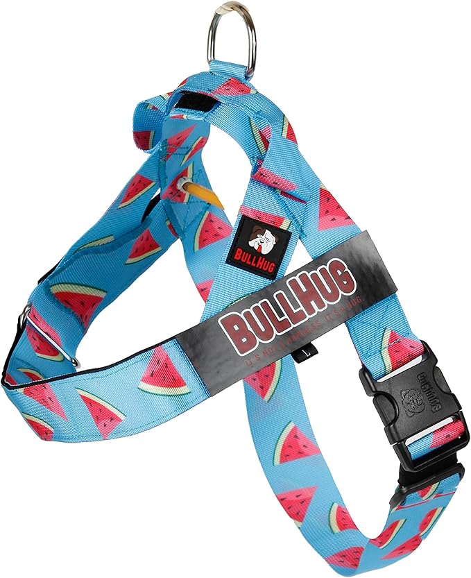 BULLHUG Adjustable Dog Harness– No Pull, No Choke – for English Bulldogs, French Bulldogs, Pugs & Broad-Chested Breeds – Easy, Safe Walks (Watermelon, Medium)