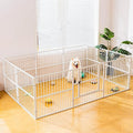 Dog Playpen 32" Height – Heavy Duty, Foldable | 25mm Steel Tubes, 40.8 lbs sturdy frame, rubber non-slip feet, indoor & outdoor, tool-free assembly, Small & Medium Dogs