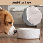 Ceramic Dog Bowl Set of 2 w/ Anti-Skid Base 6.5"W x 2.5"H, 3.8 Cup Capacity | Thick Ceramic, Dishwasher Safe, Anti-Skid Rubber Base, 3.8 Cups per Bowl, Ceramic Food & Water Bowls Set of 2 for Medium Dogs