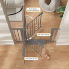 Cumbor 30-40.6" Baby Gate for Stairs and Doorways, Mom's Choice Award Winner, Pressure Mounted Indoor Dog Gate, Easy Walk Through Door, Child Safety Double-Lock, Pet Friendly, Cool Gray