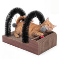 Sadnyy Cat Self Groomer with 2 Arch Grooming Brushes and Scratcher Pad, for Cat Back and Face Scratcher Massager with 2 Plush Balls, Pet Rubbing Post for Indoor Outdoor Kitten Small Dog