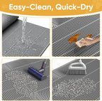 TRZZ XXL Cat Litter Mat, Large Silicone Waterproof Mat, Black | Non-Slip, Easy to Clean, Cat Litter Trapping Mat, Kitty Litter Catcher, Scatter Control, for Floor